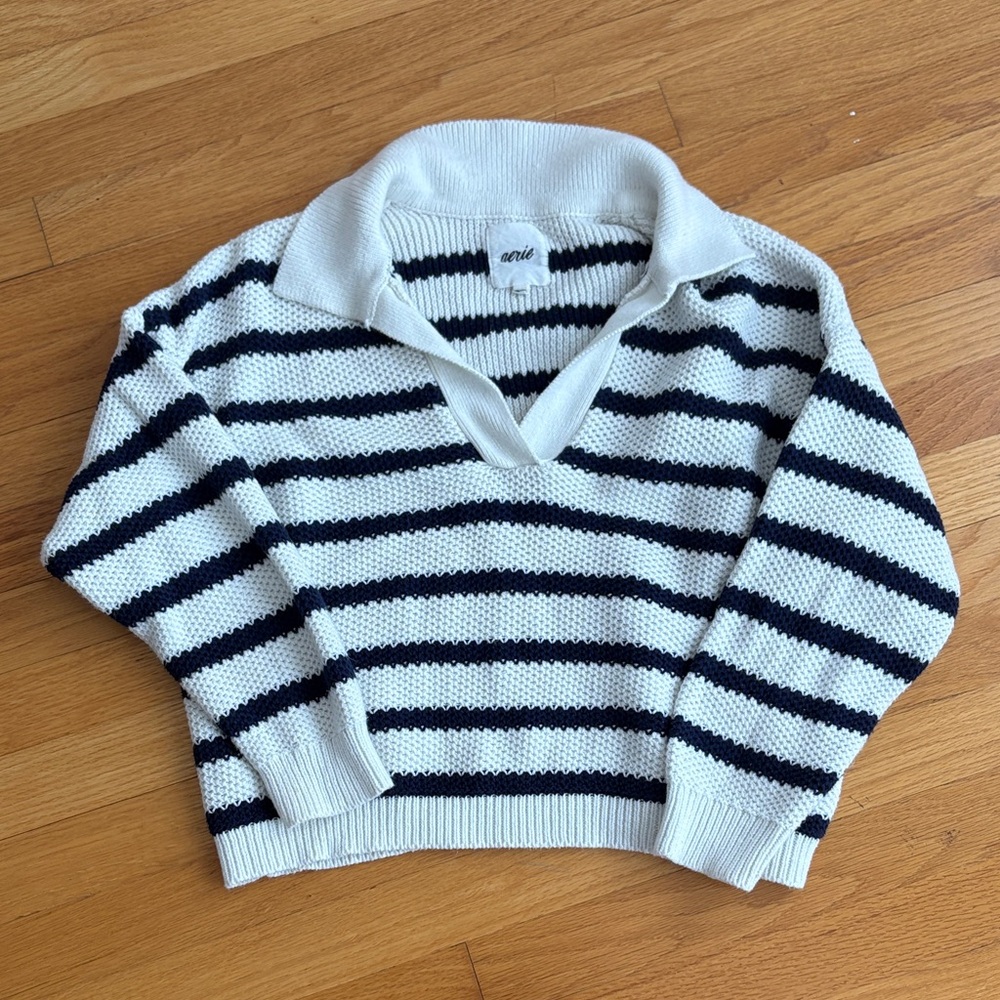 Aerie Striped V-Neck Sweater